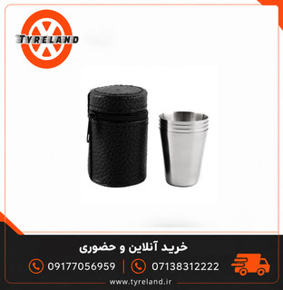 ست لیوان استیل 4 عددی با کیف چرمی