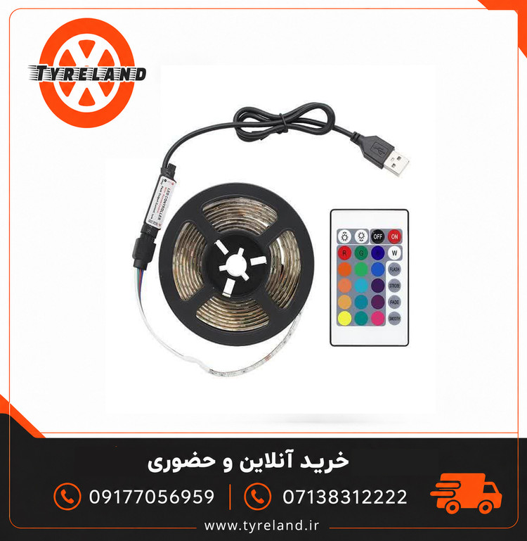 ریسه ال دی RGB به همراه کنترلر و ریموت 2 متری 5 ولت